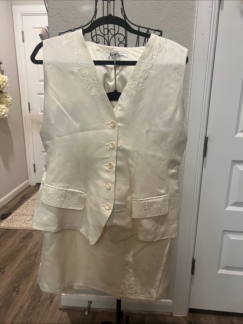 Jennifer Eden embroidered vest and skort set
